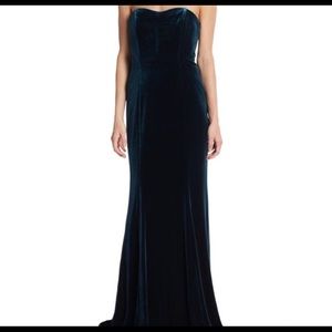 Monique Lhuillier Emerald Green Velvet Gown sz 6